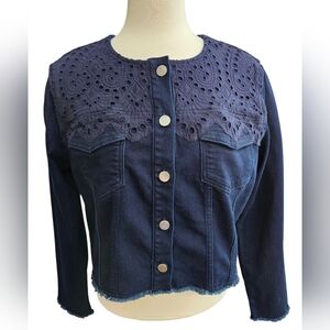 Guess Dark Blue Eyelet Yoke Denim Jacket